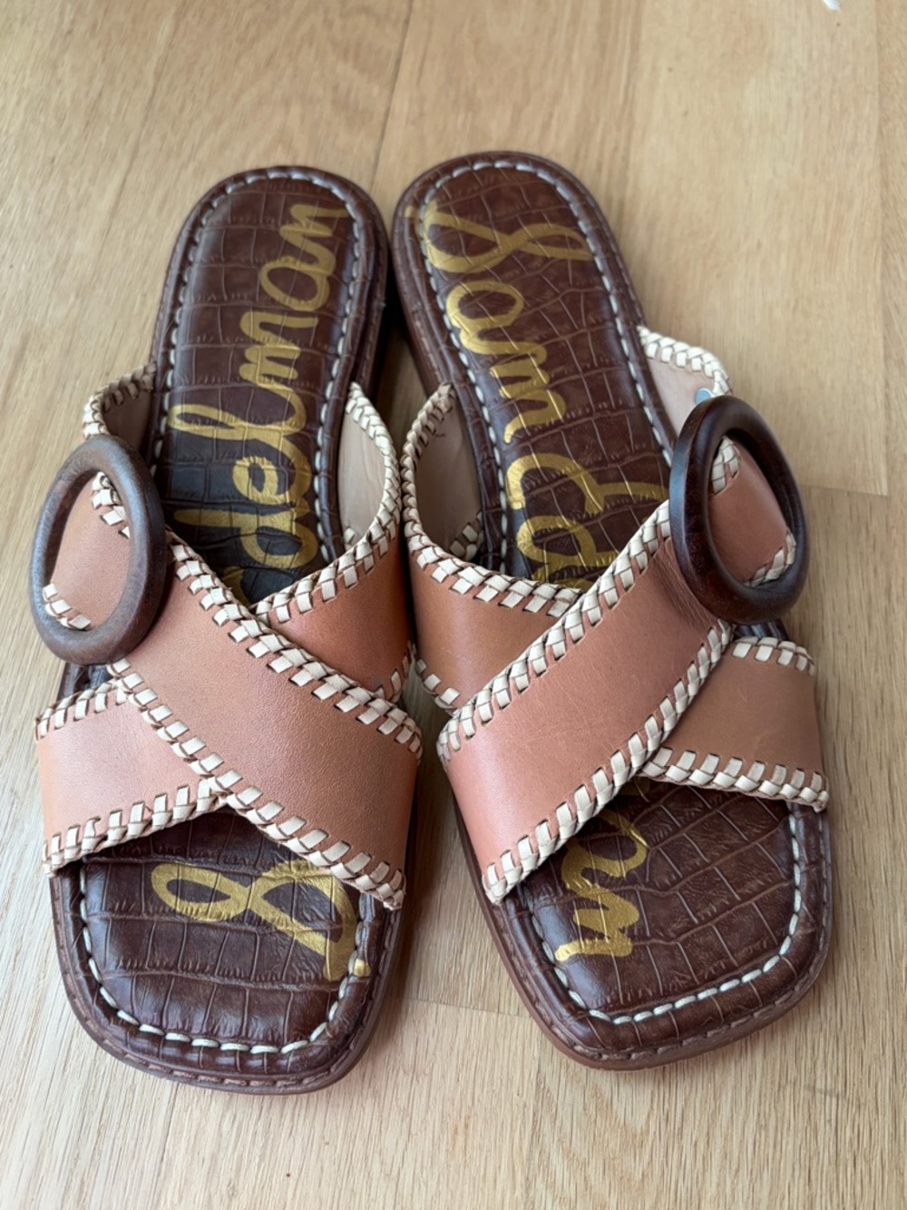 Sam Edelman Harlie Leather sandal slides -size 7.5 - Picture 2 of 15